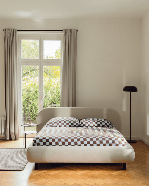 noo.ma Mumo gestoffeerd bed 180x200 - chocoladebruin bouclé