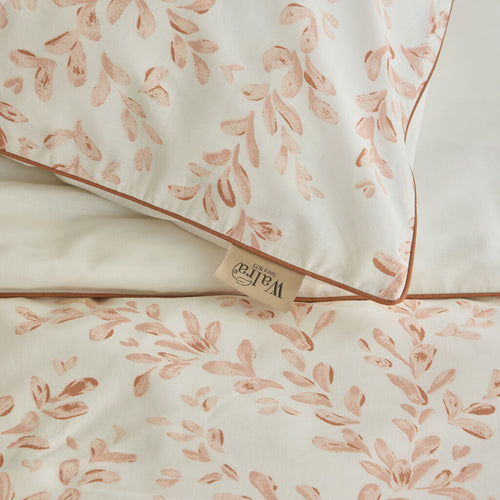 Walra - Dekbedovertrek Blushed Leaves - 240x220 cm - Off White / Roze