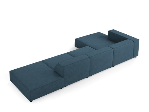 Cosmopolitan Design linker hoekbank Arendal 5-zits, chenille met ribbeleffect, marineblauw - 166x341x70cm
