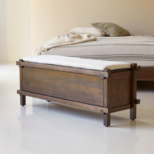 Tikamoon Voeteneindbank van massief mangohout - Bruin - vtwonen shop