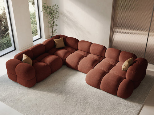 Cosmopolitan Design Panoramische hoekbank links Loretto 5-zits, structurele stof koraal - 250x345x68cm