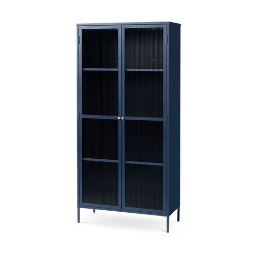 Olivine Katja metalen vitrinekast blauw - 90 x 190 cm - vtwonen shop