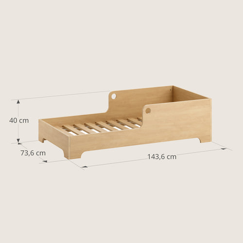 Petite Amélie Peuterbed Ellipse – 70x140 cm – Naturel – Vloerbed met uitvalbescherming – Montessori-geïnspireerd - vtwonen shop