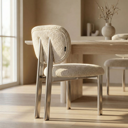 DÉJA Living Eetkamerstoel Bjerka - Beige/Chrome