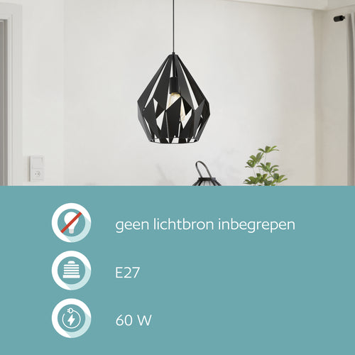 EGLO hanglamp Carlton 1 - e27 - ø 31 cm - zwart