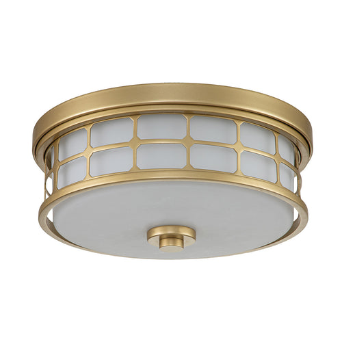 Elstead Quoizel Guardian Cilindervormige plafondlamp, geverfd natuurlijk messing, IP44