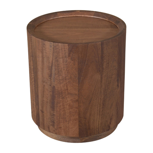 DÉJA Living Bijzettafel Amber - Rond Donkerbruin Hout - 45x45x50cm