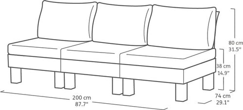 Keter Signature Elements 3-zits Loungebank - met groene kussens - Cappuccino/Ashwood - vtwonen shop