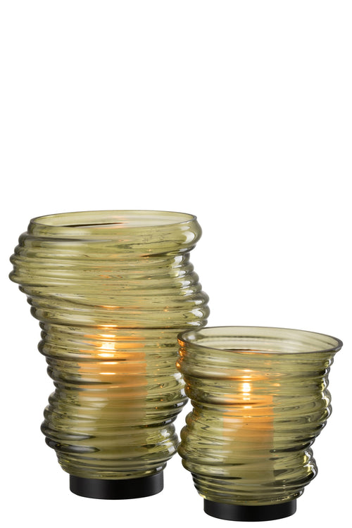 J-Line vaas Tornado - glas - groen - small - Ø 16 cm