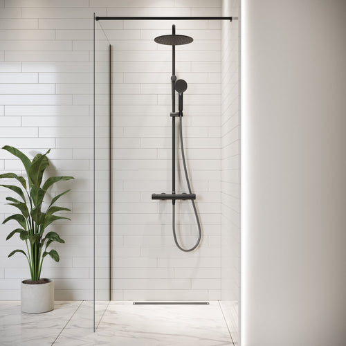 Badplaats Douchewand Florida 80 x 200 cm – Zwart – Inloopdouche 8 mm Veiligheidsglas
