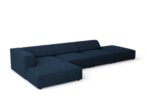 Cosmopolitan Design linker hoekbank Arendal 5-zits, chenille met ribbeleffect, koningsblauw - 166x341x70cm