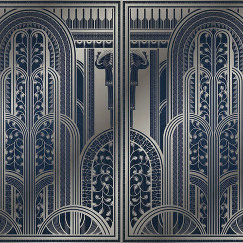 Sanders & Sanders fotobehang art deco bogen blauw - 424 x 280 cm - 640975