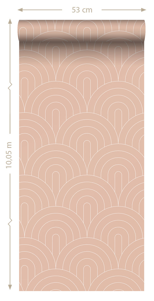 ESTAhome behang art deco bogen perzik roze - 53 cm x 10.05 m - 139218