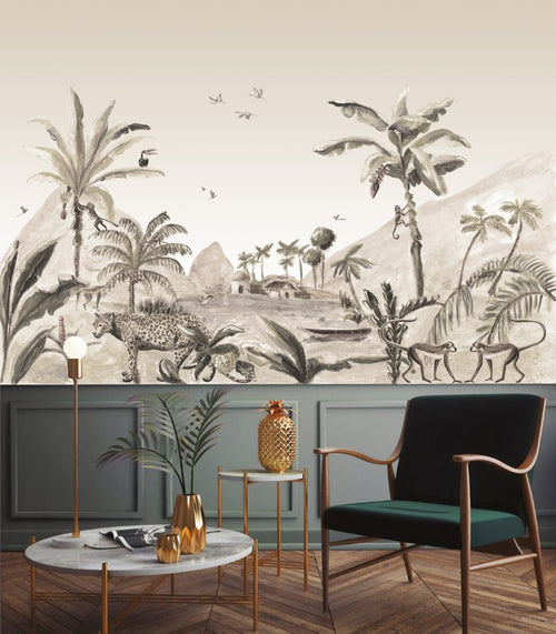 Catchii Behang Mural Jungle Landscape sepia - vtwonen shop