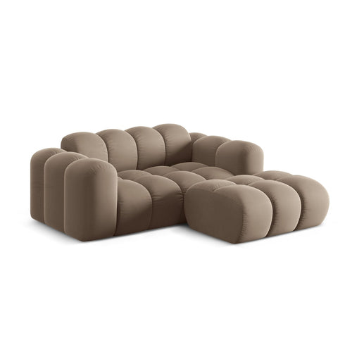 Cosmopolitan Design - Rechter hoekbank Treno 2-zits, flueel cappuccino - 164x180x70cm