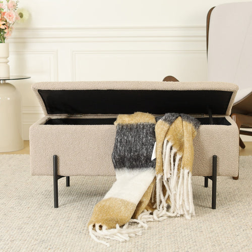 Nolon Jente bankje met opbergruimte bouclé beige