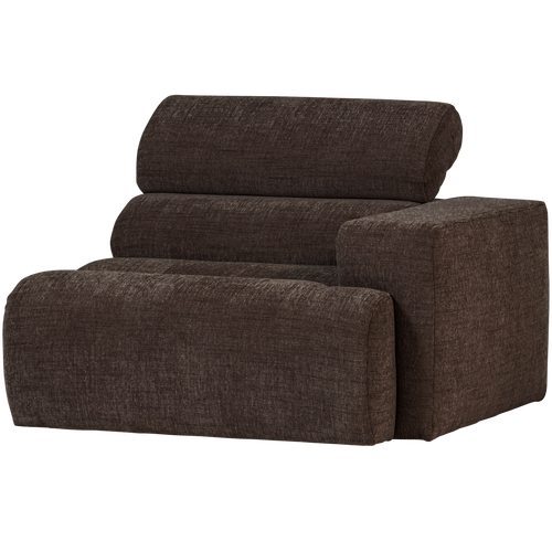WOOOD 1-zits element bank arm rechts Novi - Polyester - Donkerbruin - 86x109x113