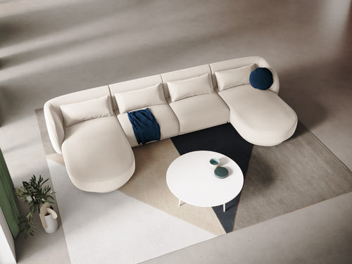 Cosmopolitan Design Panoramische bank Tulum 5-zits, flueel, lichtbeige - 156x330x70cm