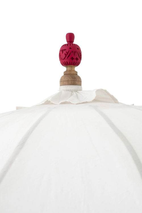 J-Line parasol Flavie - hout/katoen - ecru/roze