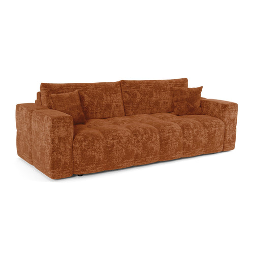 Premium Interiors - Snel uitklapbare slaapbank VIBE - gewaafd fluweel terracotta 226cm