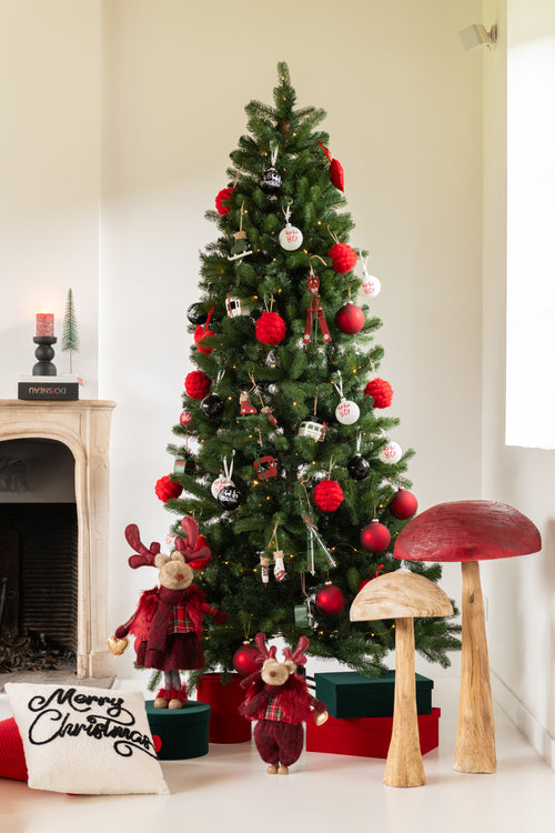 J-Line kerstboom Extra - kunststof - groen - LED lichtjes - 225 cm hoog