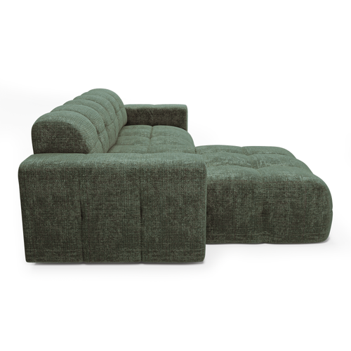 Sia Home - Hoekbanken links MAEL - Fluweel met reliëf - Smaragdgroen - 230cm