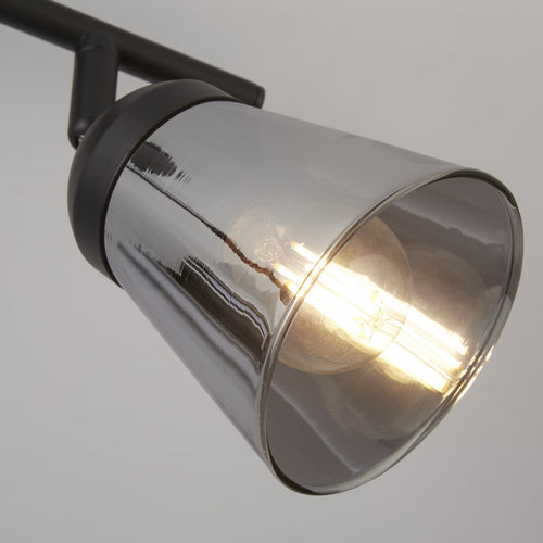 Mega Schijnwerper met 2 lichtpunten, zwart metaal met rookglas