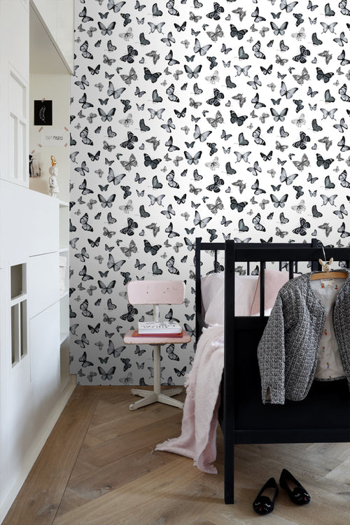 ESTAhome behang vlinders zwart en wit - 53 cm x 10.05 m - 138512