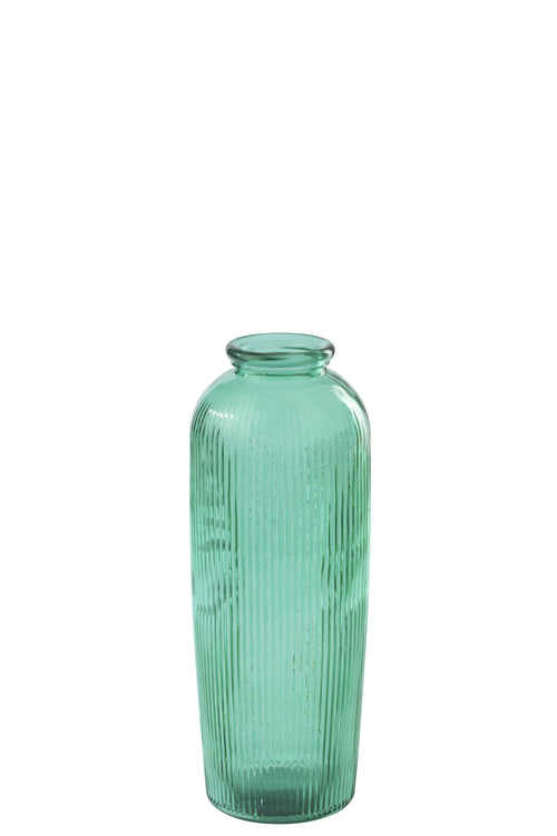 J-Line vaas Gestreept - glas - smaragdgroen