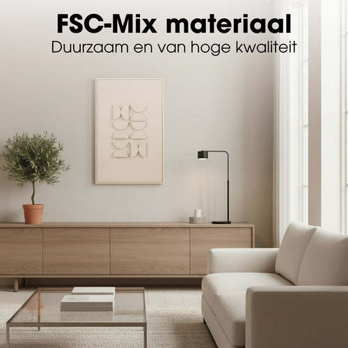 Mica Decorations Wanddecoratie - Wandpaneel Abstracte Kunst 60 x 40 x 3 cm - Woondecoratie voor Woonkamer of Slaapkamer - Lichtgrijs