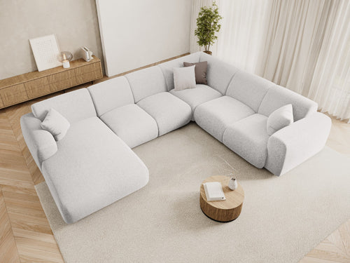 Cosmopolitan Design Panoramische hoekbank rechts Nolio 6-zits, chenille lichtgrijs - 252x342x72cm