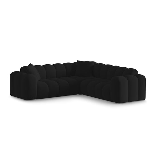 Cosmopolitan Design - Hoekbank Treno 3-zits, flueel zwart - 240x240x70cm