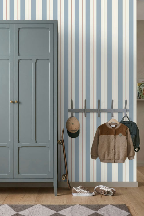 ESTAhome behang strepen vergrijsd blauw - 0.53 x 10.05 m - 132154