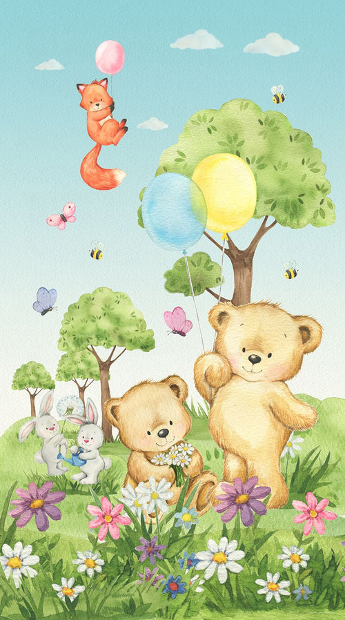 Sanders & Sanders fotobehang bos met bosdieren groen en blauw - 270 x 150 cm - 601228
