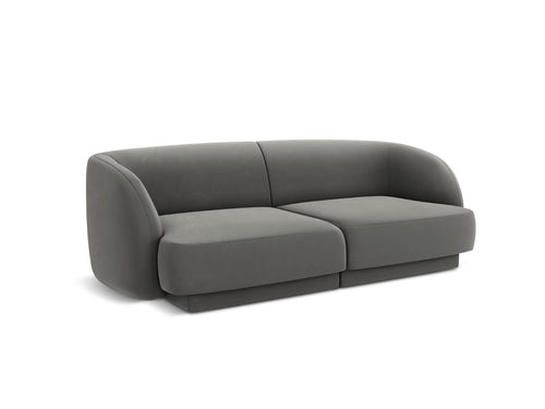 Micadoni Bank Miley 2-zits, flueel, lichtgrijs - 90x180x70cm