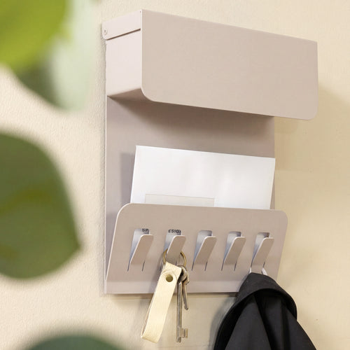 Spinder Design Wandkapstok Keeper - Silky Taupe - 5 haken - opbergvak