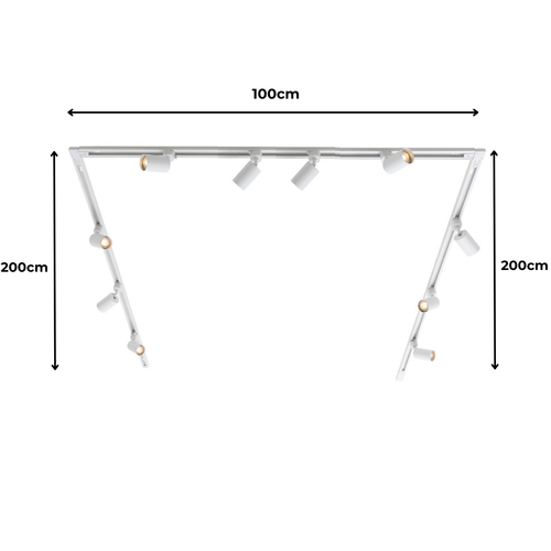 Lighto | Railsysteem 1-fase wit | U-opstelling 200x100x200cm incl. voeding + 10 spots incl. LED lichtbronnen