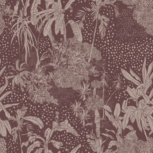 ESTAhome behang tropische bladeren aubergine paars - 50 x 900 cm - 139891 - vtwonen shop