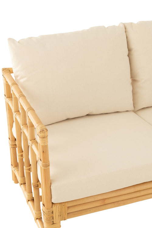 J-Line zetel Elise + kussen 2 Personen - rotan/textiel - naturel/wit
