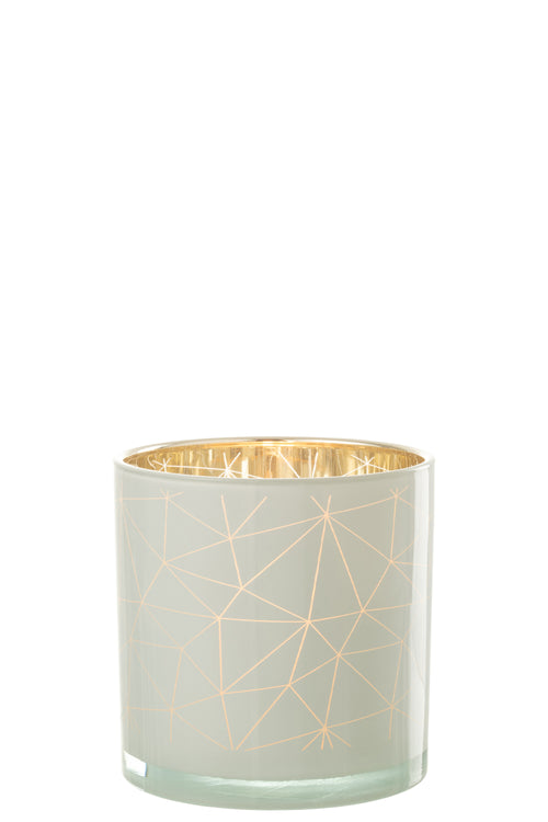 J-Line windlicht Milano - glas - wit/goud - large - vtwonen shop