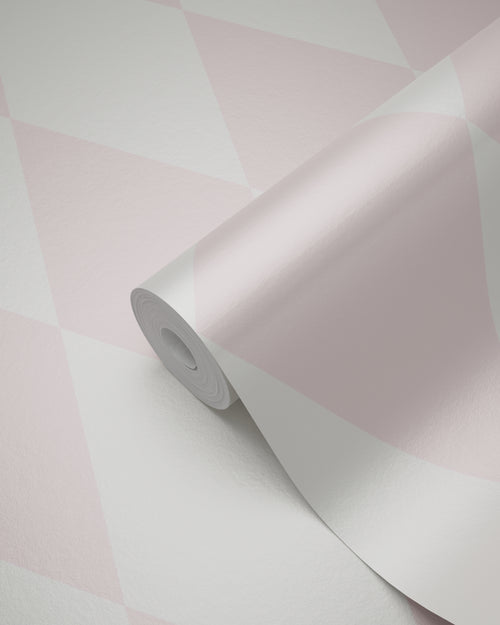 Origin Wallcoverings behang ruiten glanzend roze en wit - 53 cm x 10.05 m - 347694