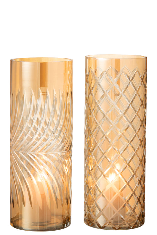 J-Line windlicht Diamant - glas - goud - extra large - 2 stuks - vtwonen shop