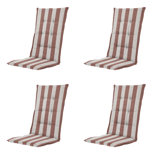 Madison tuinstoelkussen hoge rug Amora - bruin - 123x50x5cm - set van 4