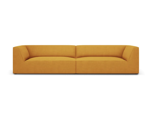 Micadoni Bank Ruby 4-zits, structurele stof, geel - 93x302x69cm