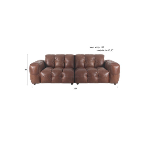 Dutchbone Hackman 3-zitsbank Leer Chocolade Bruin - vtwonen shop