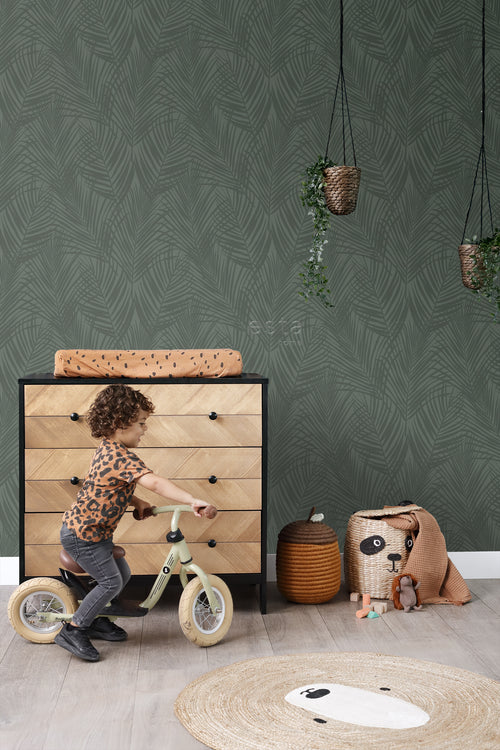 ESTAhome behang palmbladeren donkergroen - 53 cm x 10.05 m - 139303