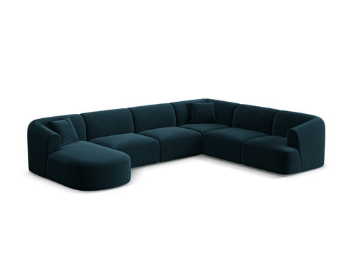 Cosmopolitan Design Modulaire panoramische hoekbank links Campi 7-zits, flueel diepe olie - 255x330x70cm