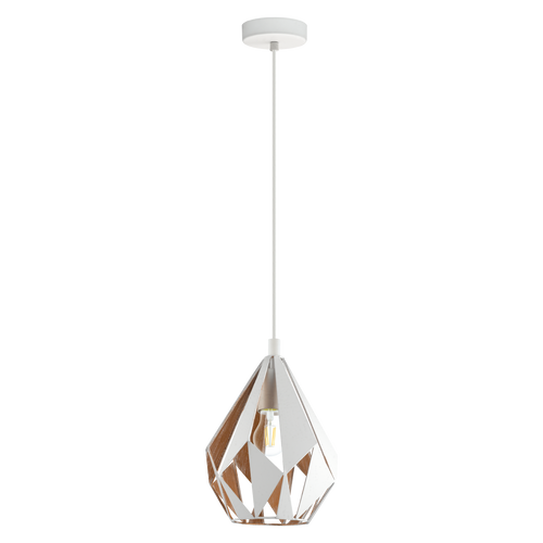 EGLO hanglamp Carlton 1 - 1 lichts - e27 - wit - goud - vtwonen shop