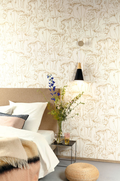 Masureel behang bloemen wit - 53 cm x 10.05 m - 631976 - vtwonen shop