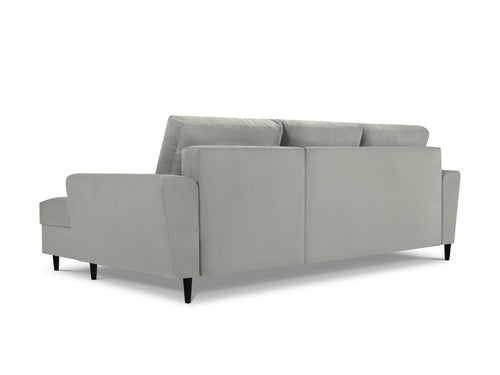Cosmopolitan Design Converteerbare hoekbank rechts met opbergdoos Kyoto 4-zits, ribfluwelen, lichtgrijs - 145x241x88cm